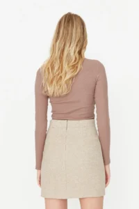 TRENDYOLMiLLA Beige A-line Bowl Material Mini Size Weaving Skirt - Image 5
