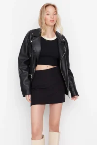 TRENDYOLMiLLA Black A-line/Life Weaving Mini Skirt - Image 2