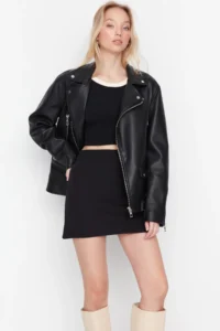 TRENDYOLMiLLA Black A-line/Life Weaving Mini Skirt - Image 3