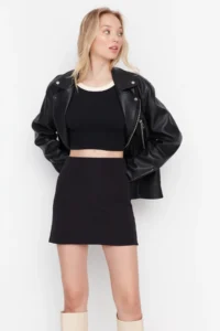TRENDYOLMiLLA Black A-line/Life Weaving Mini Skirt - Image 9