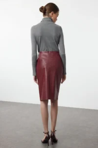 TRENDYOLMiLLA Limited Edition Dark Rejection Snakeskin slit Midi Weaving Skirt - Image 5