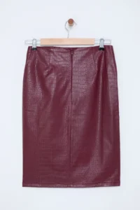 TRENDYOLMiLLA Limited Edition Dark Rejection Snakeskin slit Midi Weaving Skirt - Image 7