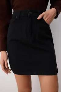 TRENDYOLMiLLA Black More Sustainable slit High Waist Mini denim Skirt - Image 3
