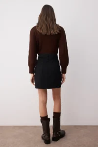 TRENDYOLMiLLA Black More Sustainable slit High Waist Mini denim Skirt - Image 4