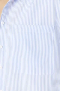 TRENDYOLMİLLA Mavi Striped Pocket Detail Oversized/Wide Pattern Weaving Shirt - Image 8
