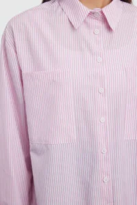 TRENDYOLMİLLA Pink Striped Oversized Weaving Shirt - Image 4