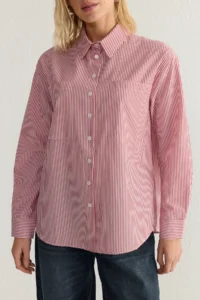 TRENDYOLMİLLA Rejection Striped Oversized Wide Pattern Weaving Shirt - Image 4