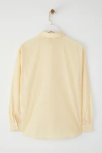 TRENDYOLMİLLA Yellow Striped Oversized Wide Pattern Weaving Shirt - Image 6