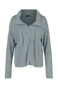 TRENDYOLMİLLA Gray Wide Pattern Zipper Detailed Knitwear Cardigan - Image 6