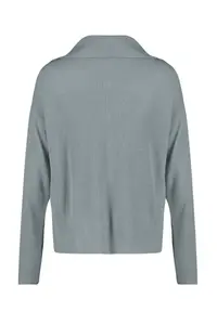 TRENDYOLMİLLA Gray Wide Pattern Zipper Detailed Knitwear Cardigan - Image 8