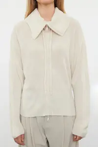 TRENDYOLMİLLA Stone Wide Pattern Zipper Detailed Knitwear Cardigan - Image 4