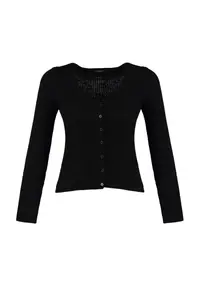 TRENDYOLMİLLA Black Basic V-neck Knitwear Cardigan Knitwear Cardigan - Image 6