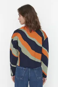 TRENDYOLMİLLA Orange Patterned 2 Sets Blouse-Cardigan Knitwear Cardigan - Image 6