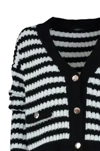 TRENDYOLMİLLA Black Soft textured Striped Knitwear Cardigan - Image 9