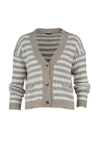 TRENDYOLMİLLA Camel Soft textured Striped Knitwear Cardigan - Image 7