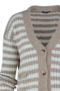 TRENDYOLMİLLA Camel Soft textured Striped Knitwear Cardigan - Image 8