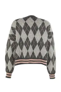 TRENDYOLMİLLA Gray Soft textured Baklava Patterned Knitwear Cardigan - Image 8