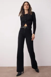 TRENDYOLMİLLA Black Pens Detailed High Waist Wide Leg jeans
