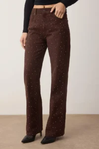 TRENDYOLMİLLA Brown Stone High Waist Wide Leg jeans - Image 3