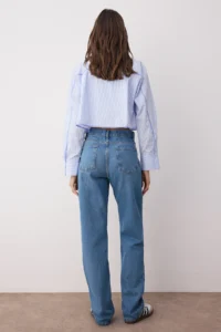 TRENDYOLMİLLA Mavi Low Waist Wide Leg Wide Leg 100% Cotton Non-Stretch jeans - Image 4
