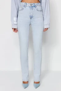 TRENDYOLMİLLA Light Blue More Sustainable High Waist Less Flexible Bootcut jeans - Image 7