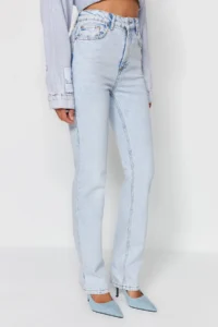 TRENDYOLMİLLA Light Blue More Sustainable High Waist Less Flexible Bootcut jeans - Image 8