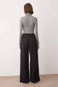 TRENDYOLMİLLA Black Wide Leg/Wide Leg High Waist Weaving  Pants - Image 4