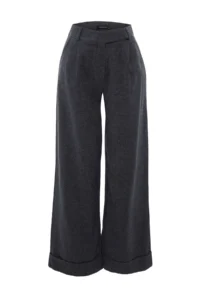 TRENDYOLMİLLA Anthracite Wide Leg/Wide Leg High Waist Weaving Pants - Image 10
