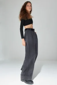 TRENDYOLMİLLA Anthracite Wide Leg/Wide Leg High Waist Weaving Pants - Image 6