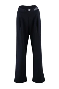 TRENDYOLMİLLA Black Print Detailed Wide Leg/Relaxed Cut Asymmetric Waist Knitting Pants - Image 8
