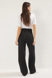 TRENDYOLMİLLA Black*001 Straight/Plain Kesim Pilili Weaving Dress Pants - Image 7