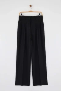 TRENDYOLMİLLA Black*001 Straight/Plain Kesim Pilili Weaving Dress Pants - Image 8