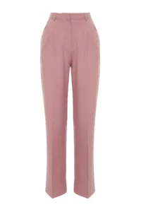 TRENDYOLMİLLA Light Pink Straight/Plain Kesim Weaving Dress Pants - Image 8