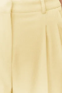 TRENDYOLMİLLA Yellow Straight/Plain Kesim Pilili Weaving Dress Pants - Image 5