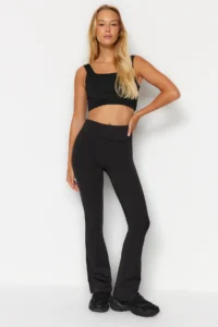 TRENDYOLMİLLA Black Shaping flared leg Yoga Knitting Sports Leggings - Image 2