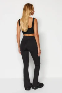 TRENDYOLMİLLA Black Shaping flared leg Yoga Knitting Sports Leggings - Image 5