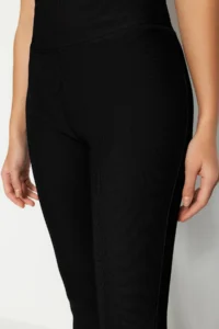 TRENDYOLMİLLA Black Ribbed flared leg Yoga Knitting Sports Leggings - Image 5