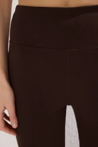 TRENDYOLMİLLA Dark Brown Ribbed flared leg Yoga Knitting Sports Leggings - Image 3