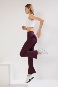 TRENDYOLMİLLA Koyu Cherry Ribbed flared leg Yoga Knitting Sports Leggings
