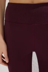 TRENDYOLMİLLA Koyu Cherry Ribbed flared leg Yoga Knitting Sports Leggings - Image 3