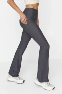 TRENDYOLMİLLA Koyu Anthracite Ribbed flared leg Yoga Knitting Sports Leggings - Image 2