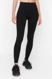 TRENDYOLMİLLA Black seamless/Seamless Shaping Full Size Knitting Sports Leggings - Image 4