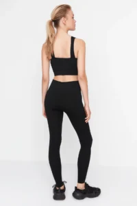 TRENDYOLMİLLA Black seamless/Seamless Shaping Full Size Knitting Sports Leggings - Image 6