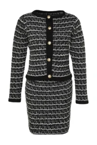 TRENDYOLMİLLA Black Knitting Detailed Soft textured Cardigan-Skirt Knitwear Top and Bottom Set - Image 6