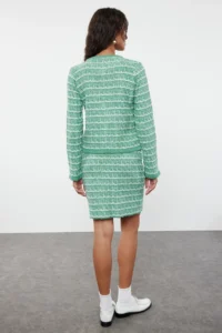 TRENDYOLMİLLA Mint Knitting Detailed Soft textured Cardigan-Skirt Knitwear Top and Bottom Set - Image 5