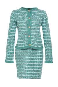 TRENDYOLMİLLA Mint Knitting Detailed Soft textured Cardigan-Skirt Knitwear Top and Bottom Set - Image 6