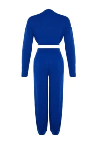 TRENDYOLMİLLA Saks Blue Super Crop Jogger Trousers Knitwear Top and Bottom Set - Image 7