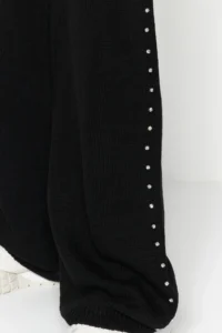 TRENDYOLMİLLA Black Wide Pattern Stone Detailed Knitwear Top and Bottom Set - Image 6
