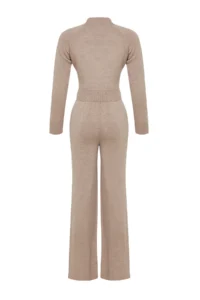 TRENDYOLMİLLA Mink Crop Basic Knitwear Top and Bottom Set - Image 7