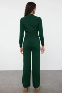 TRENDYOLMİLLA Emerald Green Crop Basic Knitwear Top and Bottom Set - Image 5